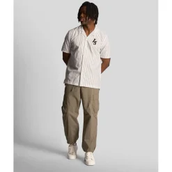 Lyle And Scott Pinstripe Revere Collar Shirt in White