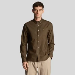 Lyle And Scott Regular Fit Light Weight Oxford Shirt in olive