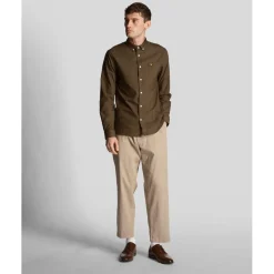 Lyle And Scott Regular Fit Light Weight Oxford Shirt in olive