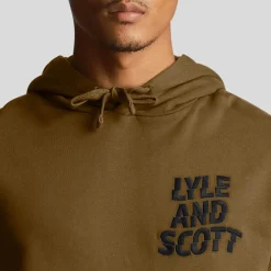 Lyle And Scott Ripple Logo Hoodie in olive