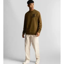 Lyle And Scott Ripple Logo Crewneck Sweatshirt in olive