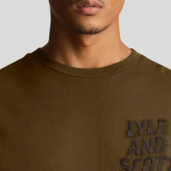 Lyle And Scott Ripple Logo Crewneck Sweatshirt in olive