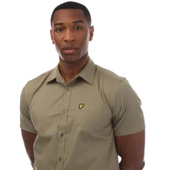 Lyle And Scott Short Sleeve Poplin Shirt in olive