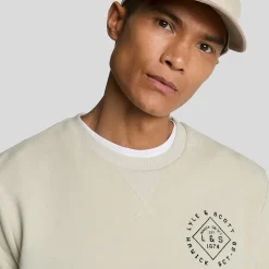 Lyle And Scott Stamp Crewneck Sweatshirt in Cream