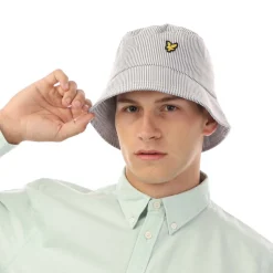 Lyle And Scott Stripe Bucket Hat in Grey White