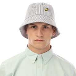 Lyle And Scott Stripe Bucket Hat in Grey White