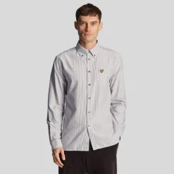 Lyle And Scott Stripe Oxford Shirt in Grey White