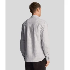 Lyle And Scott Stripe Oxford Shirt in Grey White