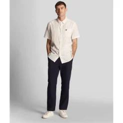 Lyle And Scott Textured Stripe Short Sleeve Shirt in White