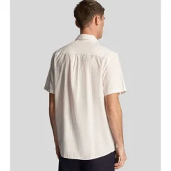 Lyle And Scott Textured Stripe Short Sleeve Shirt in White