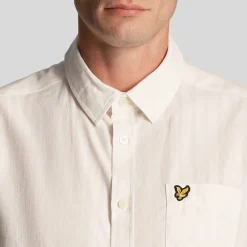 Lyle And Scott Textured Stripe Short Sleeve Shirt in White