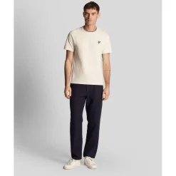 Lyle And Scott Tipped T-Shirt in White Grey
