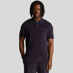 Lyle And Scott Towelling Polo Shirt in Navy