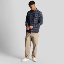 Lyle And Scott Windowpane Shirt in Navy