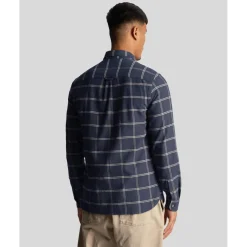Lyle And Scott Windowpane Shirt in Navy