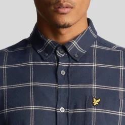 Lyle And Scott Windowpane Shirt in Navy
