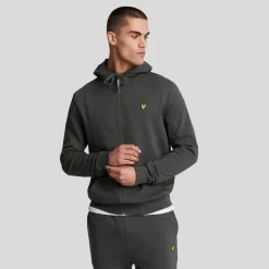 Lyle And Scott Zip Through Hoodie in Gunmetal