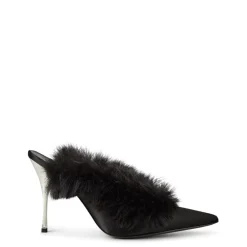 Magda Butrym Magda Stiletto Heel Fluffy Mules in Black