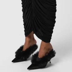 Magda Butrym Magda Stiletto Heel Fluffy Mules in Black