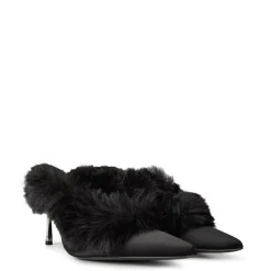 Magda Butrym Magda Stiletto Heel Fluffy Mules in Black