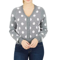 Mela London London City Spot V-Neck Sweater in Grey