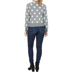 Mela London London City Spot V-Neck Sweater in Grey