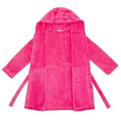 Miso Girls Fleece Hooded Dressing Gown in Pink