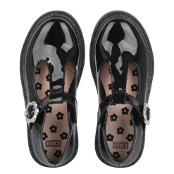 Miso Glitter Mary Janes Block Heel Shoes in Black