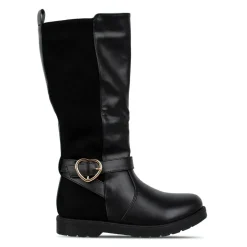Miso Heart Buckle Knee High Boots in Black