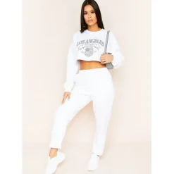 Missy Empire Angeles Slogan Graphic Oversized Sweatshirt in White