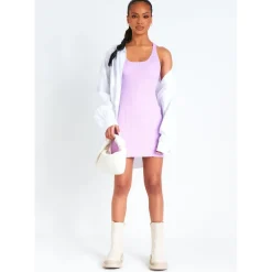 Missy Empire Back Knitted Mini Dress in Purple