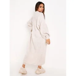 Missy Empire Beige Balloon Sleeve Knitted Cardigan in Beige