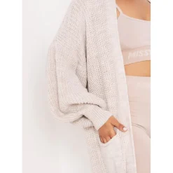 Missy Empire Beige Balloon Sleeve Knitted Cardigan in Beige