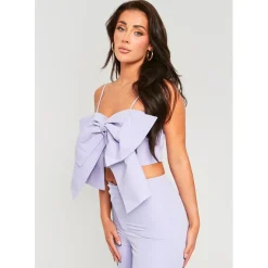 Missy Empire Bow Crop Top in Purple