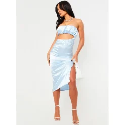 Missy Empire Bust Cut Out Midi Dress in Blue