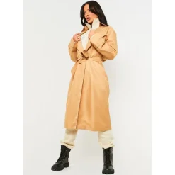 Missy Empire Classic Trench Coat in Beige