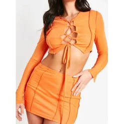 Missy Empire Contrast Seam Micro Mini Skirt in Orange