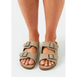 Missy Empire Croc Effect Sandals in Beige