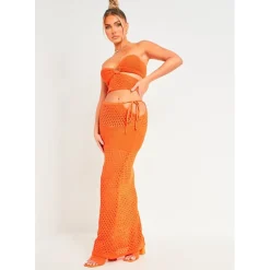 Missy Empire Cut Out Maxi Skirt in Orange
