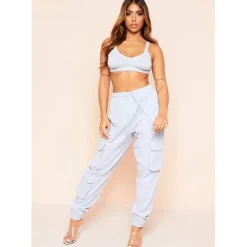 Missy Empire Detail Joggers in Grey