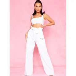 Missy Empire Empire Wide Leg Trousers in White