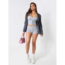 Missy Empire Fold Over Shorts in Grey