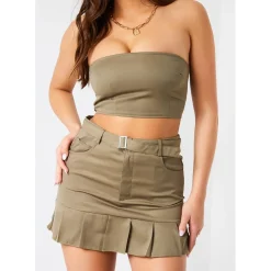 Missy Empire Frill Detail Mini Skirt in Green