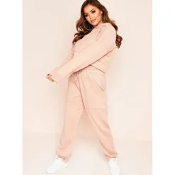 Missy Empire Front Cropped Hoodie in Pink
