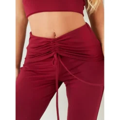 Missy Empire Front Fold Over Trouser in Red