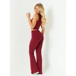 Missy Empire Front Fold Over Trouser in Red