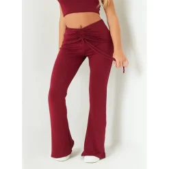 Missy Empire Front Fold Over Trouser in Red