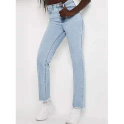 Missy Empire Hem Denim Wide Leg Jeans in Blue