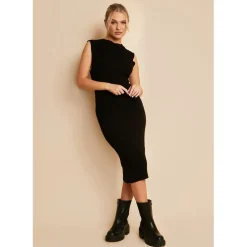 Missy Empire Knit Midi Dress in Black