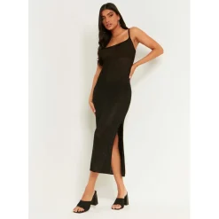 Missy Empire Knit Midi Dress in Black